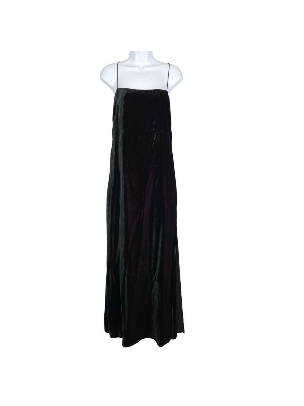 VTG Emanuel Ungaro Y2K 90s Square Neck Open Back Black Velvet Maxi Gown size 10 - Picture 2 of 8